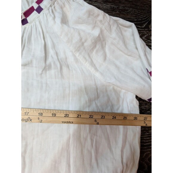 Lane Bryant Blouse Womens 18 Embroidered Boho Peasant Top Long Sleeve Tassel - Picture 10 of 11